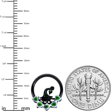 Load image into Gallery viewer, 16G 3/8 Black Green Perfect Peacock Hinged Segment Ring