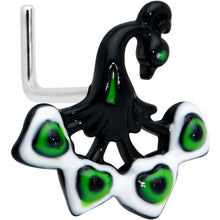 Load image into Gallery viewer, 20G 1/4 Black Green Perfect Peacock L Shape Nose Ring