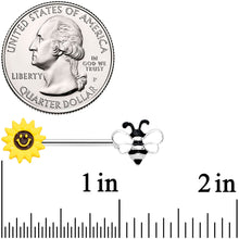 Load image into Gallery viewer, 14G 9/16 Bee Smiley Sunflower Barbell Nipple Ring Set
