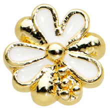 Load image into Gallery viewer, 20G 1/4 Gold Tone White Texture Daisy Flower Nose Bone