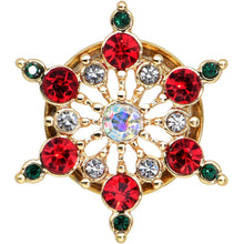 Load image into Gallery viewer, Red Green Gem Gold Tone Bright Christmas Double Flare Plug Set
