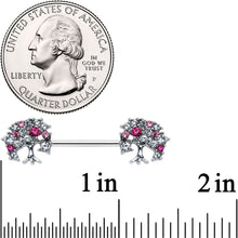 Load image into Gallery viewer, 14G 9/16 Clear Pink Gem Luscious Fruit Tree Nipple Ring Set