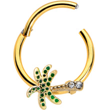 Load image into Gallery viewer, 16G 3/8 Gold Tone Retro Palm Tree Hinged Segment Ring