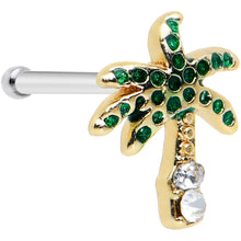Load image into Gallery viewer, 20G 1/4 Clear Gem Gold Tone Retro Palm Tree Nose Bone