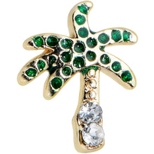Load image into Gallery viewer, 20G 1/4 Clear Gem Gold Tone Retro Palm Tree Nose Bone