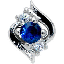 Load image into Gallery viewer, 16G 5/16 Clear Blue Gem Oval Swirl Labret Monroe Tragus