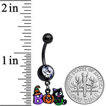 Load image into Gallery viewer, Clear Gem Black Boo Party Halloween Dangle Belly Ring