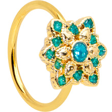 Load image into Gallery viewer, 20G 5/16 Blue Gem Gold Tone Snowflake Nose Hoop