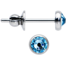Load image into Gallery viewer, 20G Blue Gem ASTM F-136 Implant Grade Titanium Post 4mm Bezel Stud Earrings