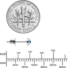 Load image into Gallery viewer, 20G Blue Gem ASTM F-136 Implant Grade Titanium Post 4mm Bezel Stud Earrings