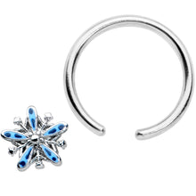 Load image into Gallery viewer, 16G 3/8 Snowflake Blues Christmas BCR Captive Charm Ring