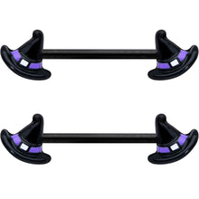 Load image into Gallery viewer, 14G 5/8 Black Purple Band Witch Hat Halloween Nipple Ring Set