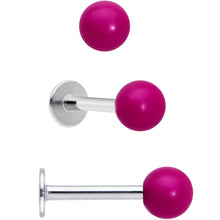 Load image into Gallery viewer, 16G 5/16 Pink Gem Spider Witch Halloween Labret Tragus Set of 3