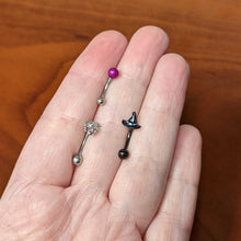 Load image into Gallery viewer, 16G 5/16 Pink Gem Black Spider Witch Curved Eyebrow Ring Set of 3