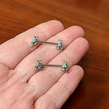 Load image into Gallery viewer, 14G 9/16 Clear Gem Polka Dot Frog Barbell Nipple Ring Set