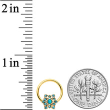 Load image into Gallery viewer, 16G 3/8 Aqua Gem Gold Tone Snowflake Christmas BCR Captive Ring
