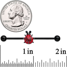 Load image into Gallery viewer, 14G Black Classic Ladybug Industrial Barbell 38mm