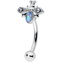 Load image into Gallery viewer, 16G 5/16 White Synthetic Opal Insect Curved Eyebrow Ring
