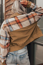 Load image into Gallery viewer, Plaid Corduroy Flap Pockets Button Up Jacket Trendy Outerwear With Classic Flap Pockets For Casual Comfort