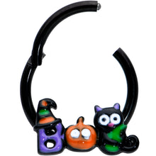 Load image into Gallery viewer, 16G 3/8 Black Boo Party Halloween Hinged Segment Ring