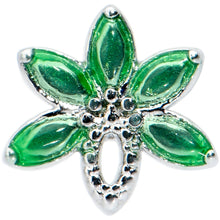 Load image into Gallery viewer, 20G 1/4 Green Gem Loopy Pot Leaf L Shape Nose Ring