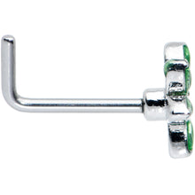 Load image into Gallery viewer, 20G 1/4 Green Gem Loopy Pot Leaf L Shape Nose Ring