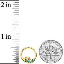 Load image into Gallery viewer, 16G 3/8 Green Faux Opal Gold Hue Mermaid Hinged Segment Ring