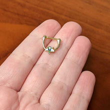 Load image into Gallery viewer, 16G 5/16 Clear Gem Gold Tone Iris Flower Cartilage Clicker