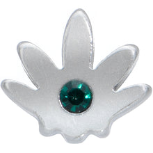 Load image into Gallery viewer, 20G 1/4 Green CZ Gem Simple Pot Leaf L Shape Nose Ring