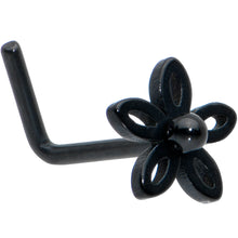 Load image into Gallery viewer, 20G 1/4 Black Loop Petal Flower L Shape Nose Ring