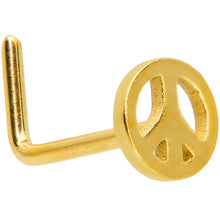 Load image into Gallery viewer, 20G 1/4 Gold Tone Simple Peace Sign L Shape Nose Ring