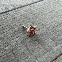 Load image into Gallery viewer, 20G 1/4 Red Gem Rose Gold Tone Textured Snowflake Nose Bone