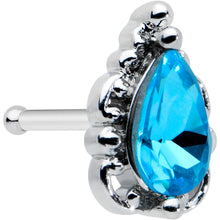 Load image into Gallery viewer, 20G 1/4 Blue Gem Textured Art Deco Nose Bone