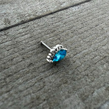 Load image into Gallery viewer, 20G 1/4 Blue Gem Textured Art Deco Nose Bone