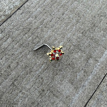 Load image into Gallery viewer, 20G 7mm Aurora Gem Gold Tone Christmas Star L Shape Nose Ring