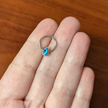 Load image into Gallery viewer, 16G 3/8 Clear Blue Gem Oval Art Deco Hinged Segment Ring