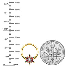 Load image into Gallery viewer, 16G 3/8 Aurora Gem Gold Tone Christmas Star Hinged Segment Ring