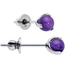 Load image into Gallery viewer, 4mm Purple Amethyst Stone Implant Grade Titanium Stud Earrings