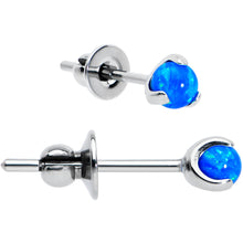 Load image into Gallery viewer, 3mm Blue Synthetic Opal Ball Implant Grade Titanium Stud Earrings