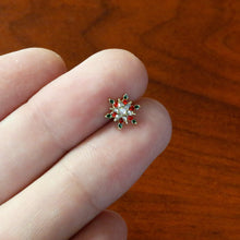 Load image into Gallery viewer, 16G 5/16 Red Aurora Gem Gold Tone Xmas Star Holiday Labret Tragus