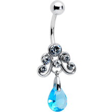 Load image into Gallery viewer, Clear Blue Gem Scrolling Elegance Dangle Belly Ring