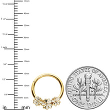Load image into Gallery viewer, 16G 3/8 Gold Tone White Texture Daisy Flower Hinged Segment Ring