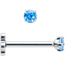 Load image into Gallery viewer, 18G 5/16 Blue CZ Gem G23 Titanium Threadless Flower Labret Tragus
