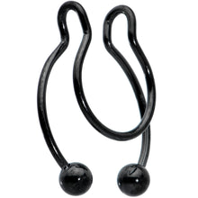 Load image into Gallery viewer, Black Horseshoe Ball Fake Septum Ring Nipple and Clip on Earring