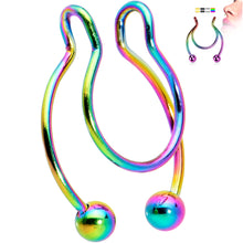 Load image into Gallery viewer, Rainbow Horseshoe Ball Fake Septum Ring Nipple and Clip on Earring