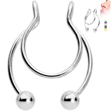 Load image into Gallery viewer, Horseshoe Ball Fake Septum Ring Nipple and Clip on Earring