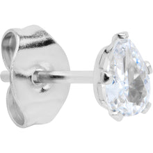 Load image into Gallery viewer, CZ Teardrop Clear Stainless Steel Stud Earrings 3mm to 7mm