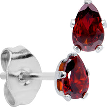 Load image into Gallery viewer, Red CZ Teardrop Stainless Steel Stud Earrings 3mm to 7mm