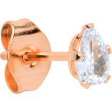 Load image into Gallery viewer, CZ Teardrop Clear Rose Gold Tone Stainless Steel Stud Earrings 3mm to 7mm