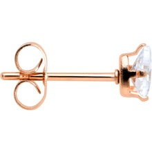 Load image into Gallery viewer, CZ Teardrop Clear Rose Gold Tone Stainless Steel Stud Earrings 3mm to 7mm